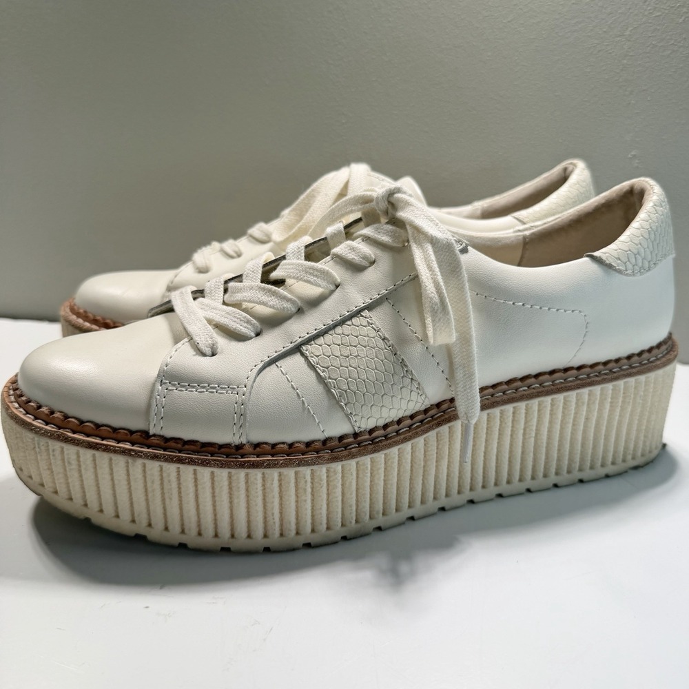 Dolce Vita Women's Platform Sneaker 8.5 Ivory Lace Up Classic Preppy